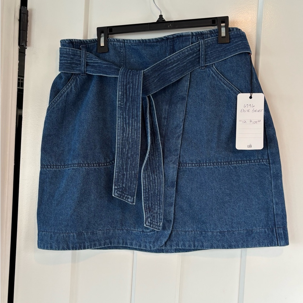 Cabi Skirt Women's Sz 12 Blue Edie Spring 2025 Beach Wash Style 6796 NEW
